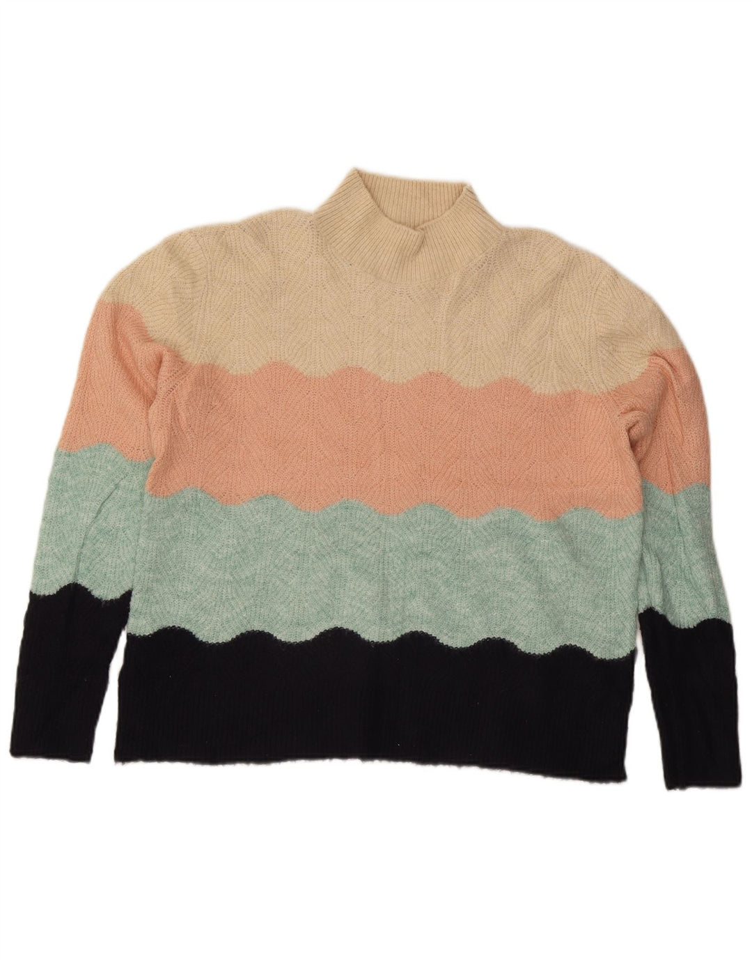 Maglione maglione da donna con collo dolcevita Oasis UK 16 grande multicolore