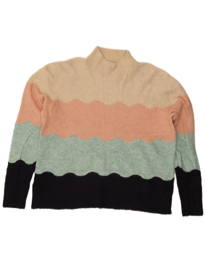 Maglione maglione da donna con collo dolcevita Oasis UK 16 grande multicolore