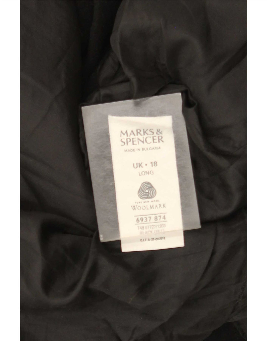 Soprabito lungo da donna Marks & Spencer UK 18 XL lana vergine nera
