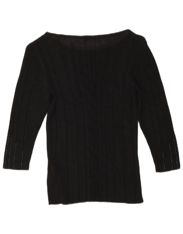 Maglione maglione con scollo a barca da donna Marks & Spencer UK 10 piccolo a righe nere