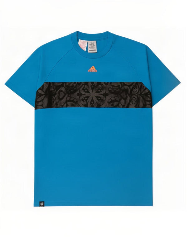 T-shirt grafica da ragazzo Adidas Top 15-16 anni in poliestere color block blu