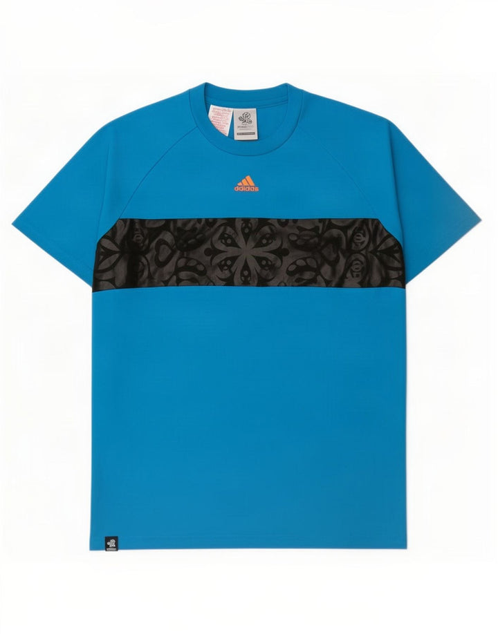 T-shirt grafica da ragazzo Adidas Top 15-16 anni in poliestere color block blu