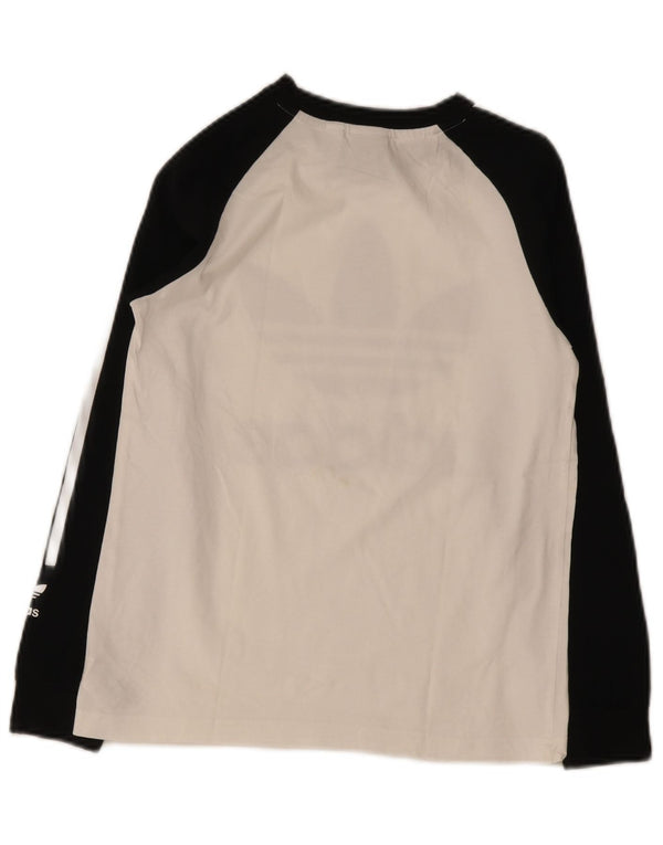 Adidas Maglietta grafica da ragazzo a maniche lunghe 11-12 anni in cotone color block bianco