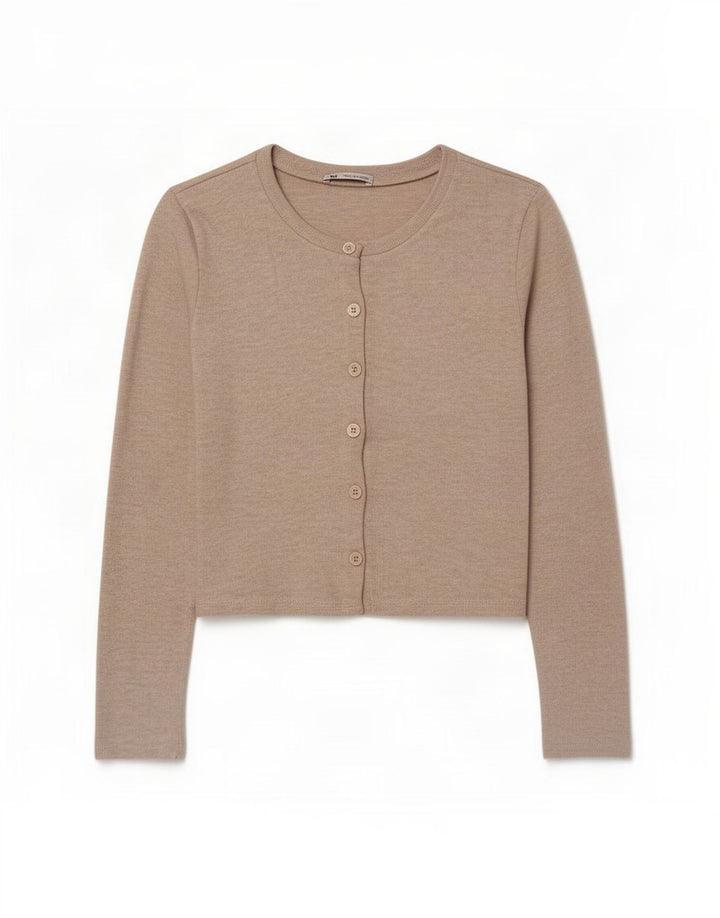 Top cardigan corto da donna Zara UK 14 grande poliestere grigio