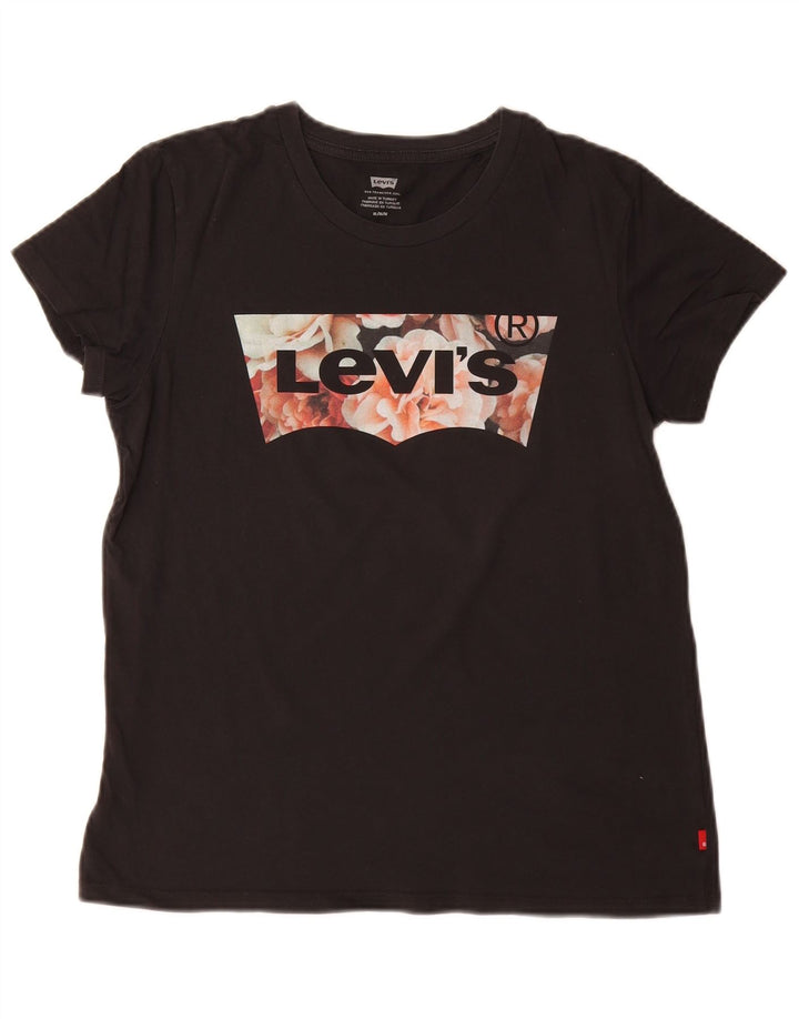 T-shirt grafica da donna Levi's Top UK 14 Medium Nero