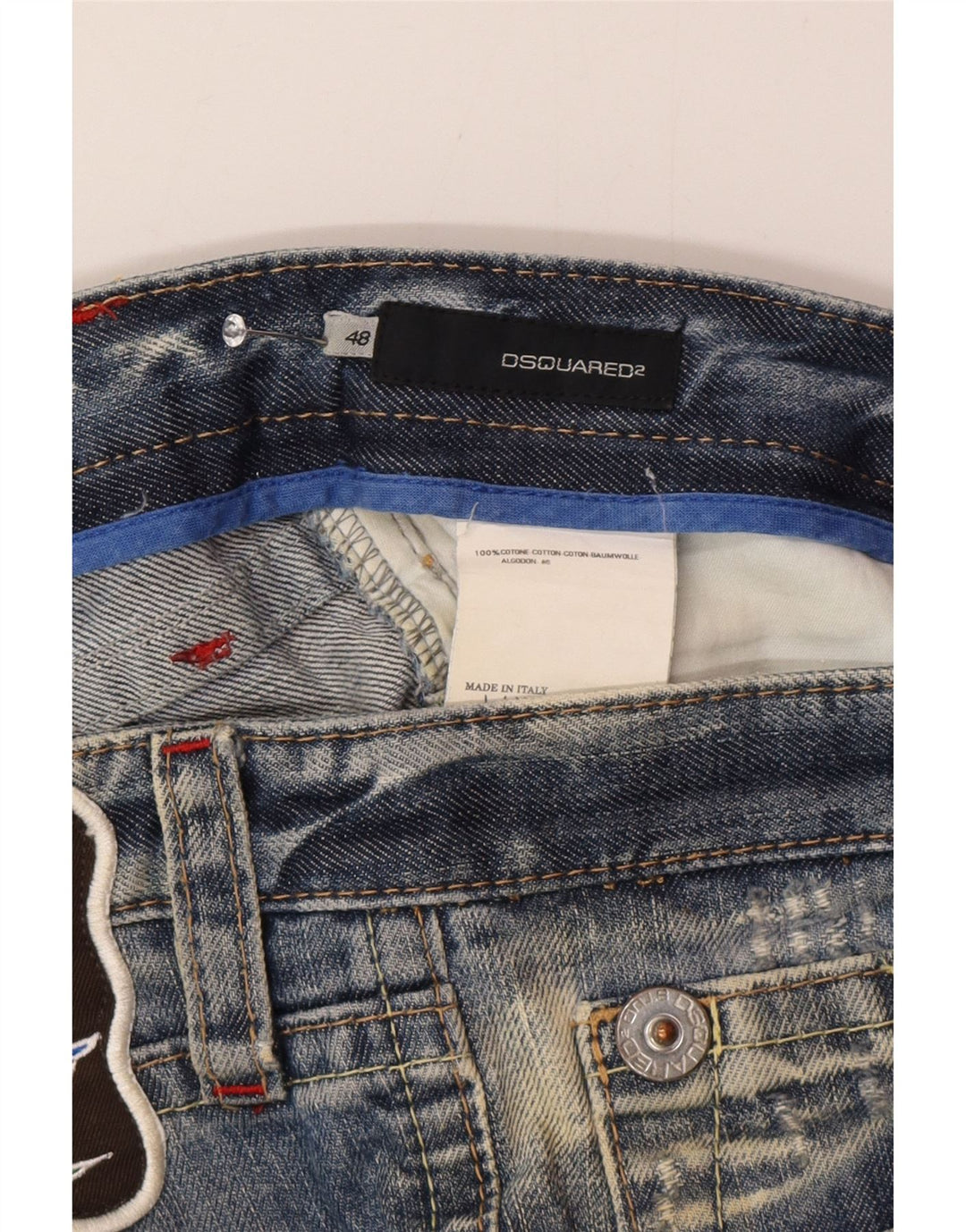 Dsquared2 Jeans slim invecchiati da donna W32 L32 in cotone blu