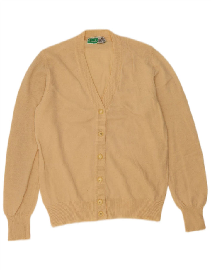 Maglia Cardigan Donna Benetton IT 46 Large Giallo Lana
