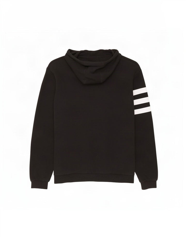 Maglione con cappuccio e zip grafica Adidas da uomo a tre strisce in cotone nero medio