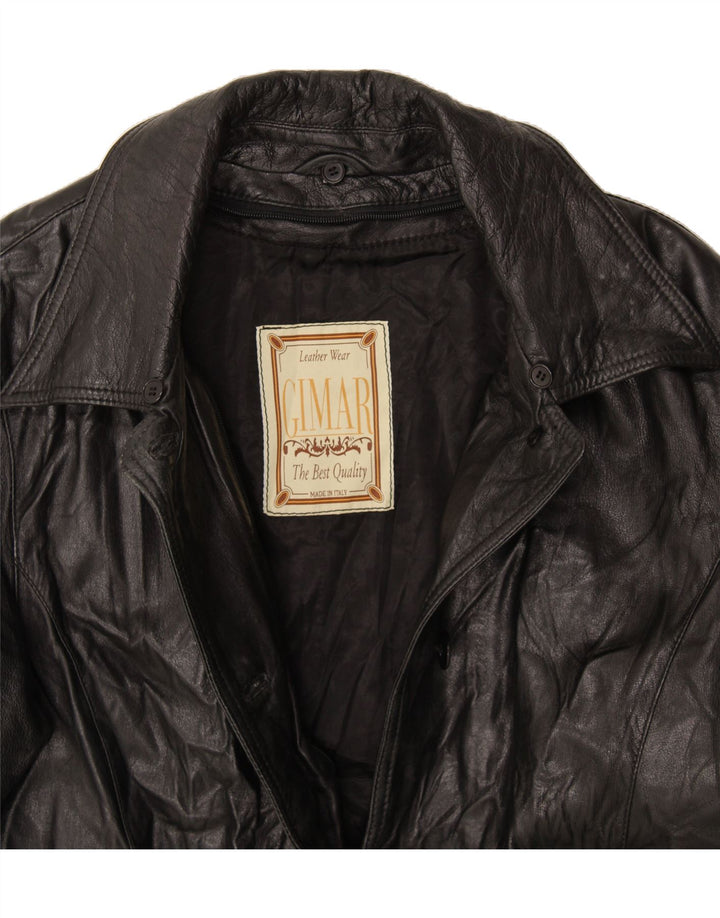 VINTAGE Womens Leather Coat UK 16 Large Black Leather Vintage Vintage and Second-Hand Vintage from Messina Hembry 