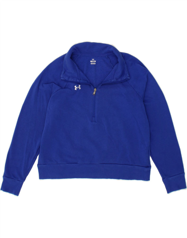 UNDER ARMOUR Womens Oversized Zip Neck Sweatshirt Jumper UK 10 Small Blue Vintage Under Armour and Second-Hand Under Armour from Messina Hembry 
