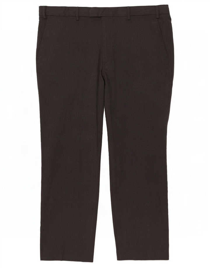 Pantaloni da abito dritti da uomo Marks & Spencer W40 L29 poliestere grigio