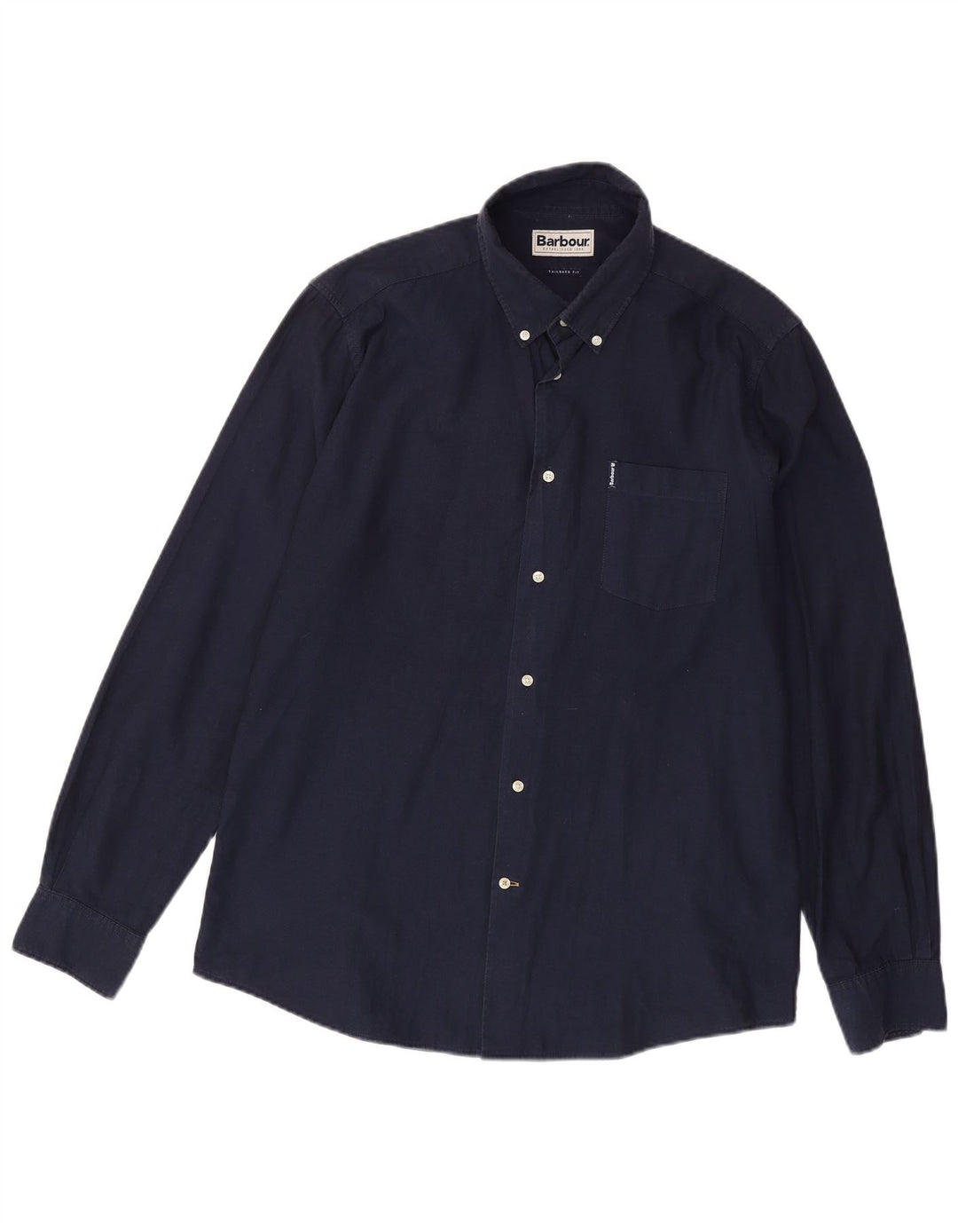 BARBOUR Camicia sartoriale da uomo grande in cotone blu navy