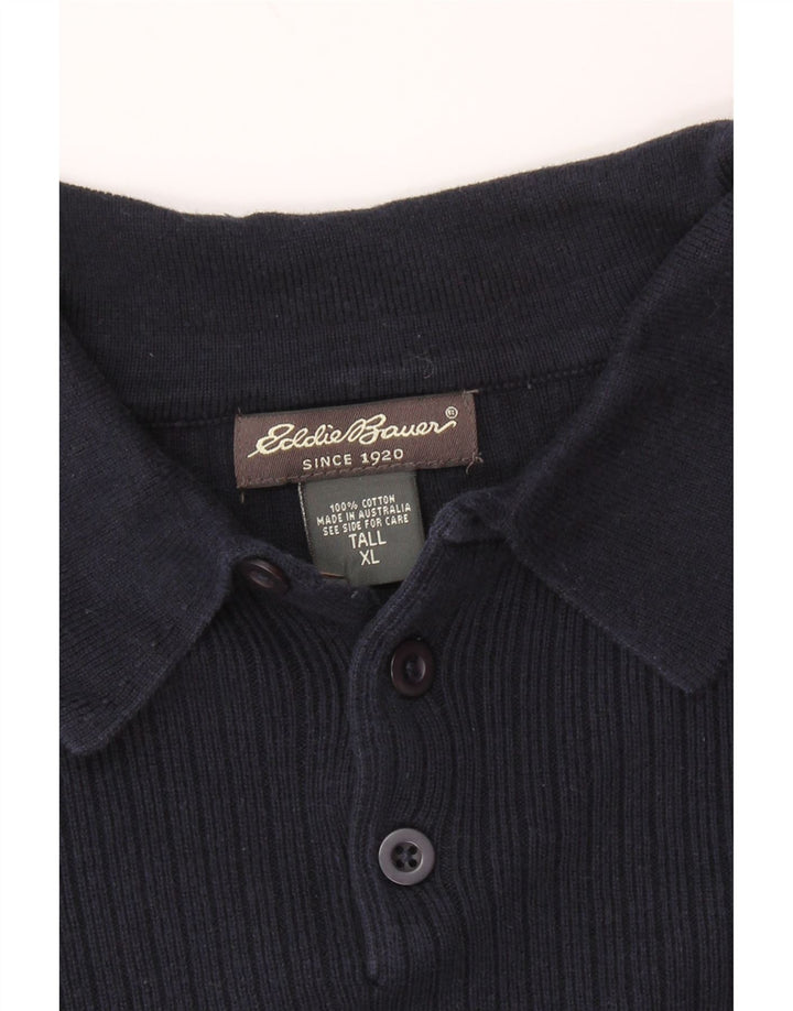 EDDIE BAUER Maglione alto da uomo a maniche corte con collo a polo XL Blu navy