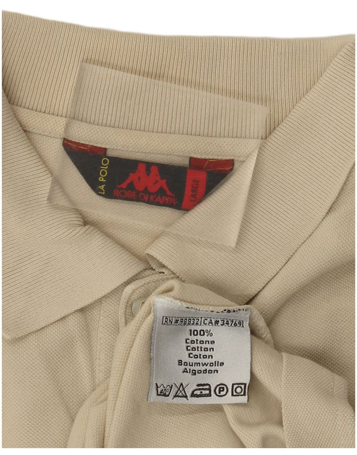 Polo KAPPA da uomo a manica lunga grande in cotone beige