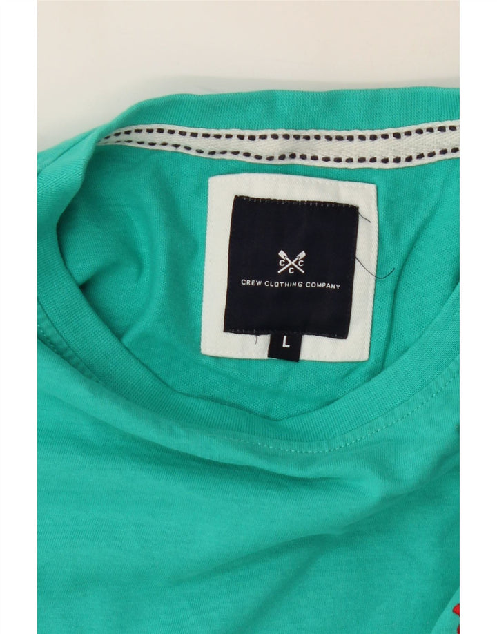 CREW CLOTHING Mens T-Shirt Top Large Turquoise Cotton Vintage Crew Clothing and Second-Hand Crew Clothing from Messina Hembry 