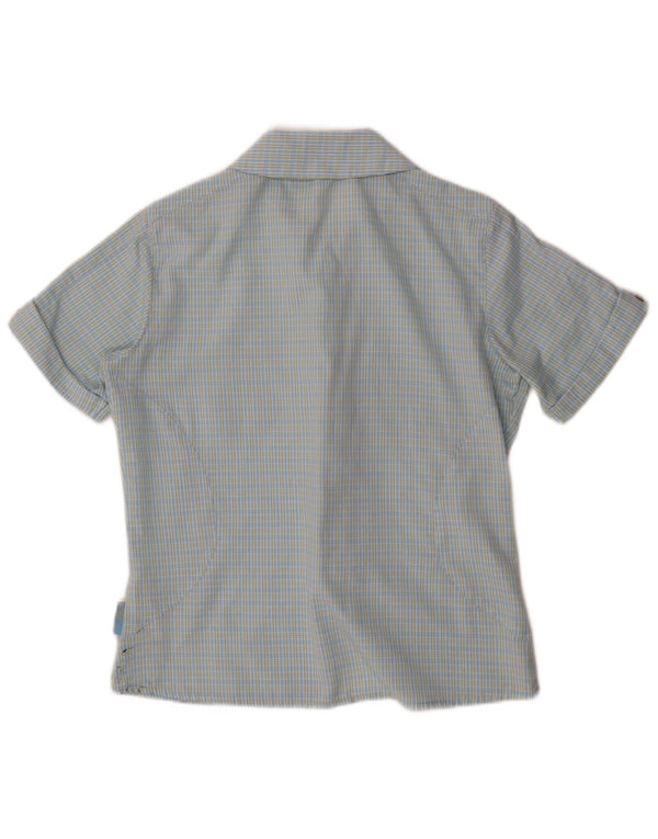 SALEWA Camicia a maniche corte da donna UK 10 Piccolo poliestere a quadri blu