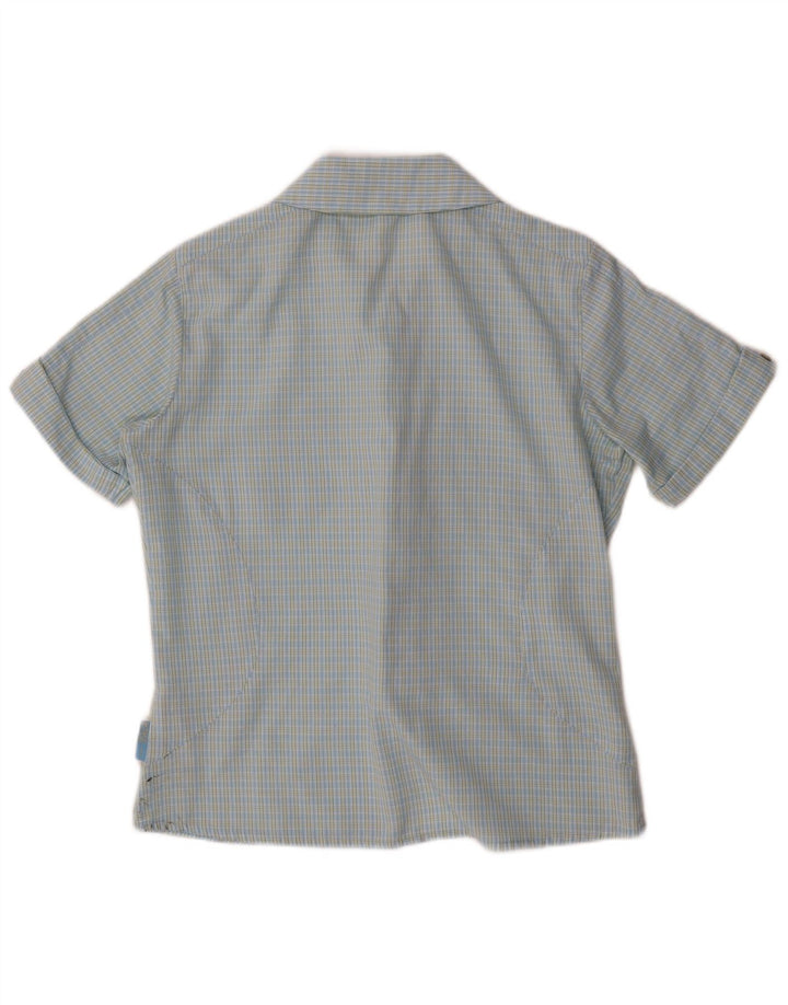 SALEWA Camicia a maniche corte da donna UK 10 Piccolo poliestere a quadri blu