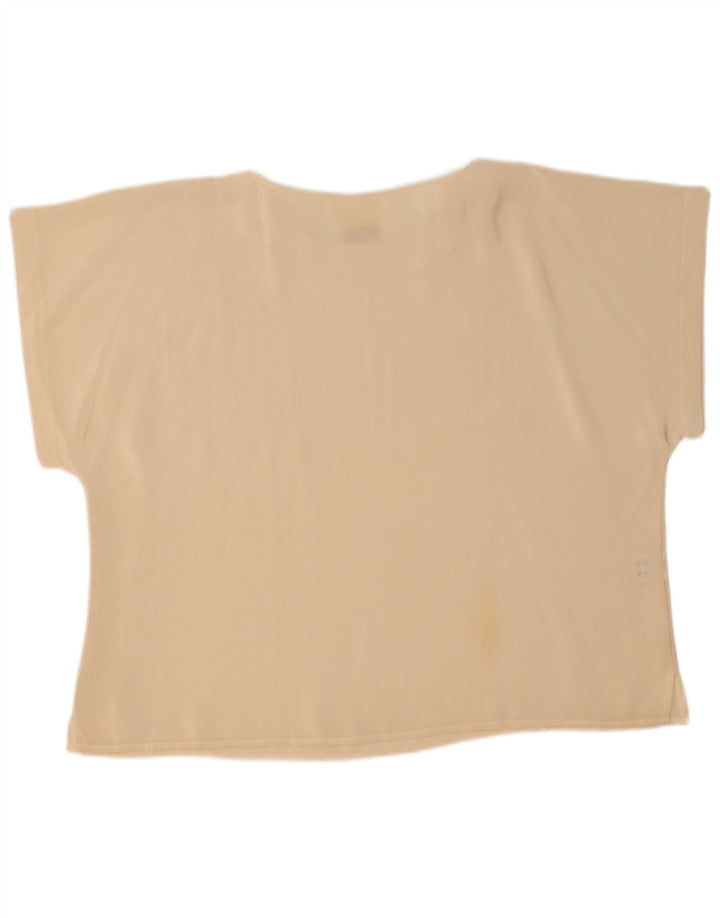 T-shirt vintage da donna Top UK 22 2XL poliestere bianco sporco