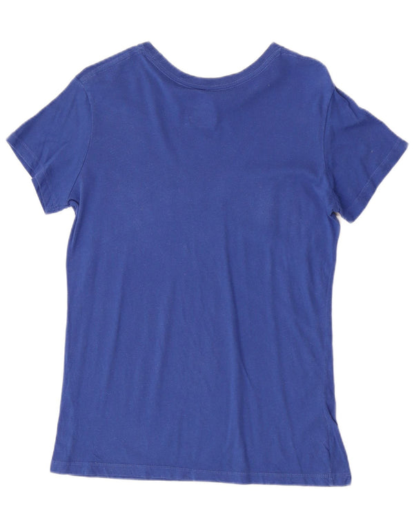 Majestic T-shirt grafica da donna Dominicana Top UK 14 Large in cotone blu