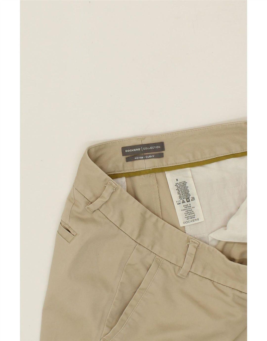 DOCKERS Womens Curvy Mid Rise Bermuda Shorts US 8 Medium W27  Beige Cotton Vintage Dockers and Second-Hand Dockers from Messina Hembry 