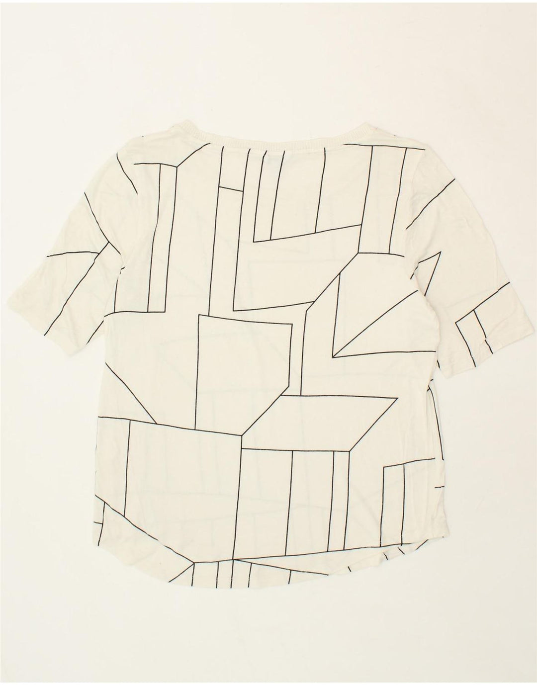 CALVIN KLEIN Womens T-Shirt Top UK 14 Medium White Geometric Vintage Calvin Klein and Second-Hand Calvin Klein from Messina Hembry 