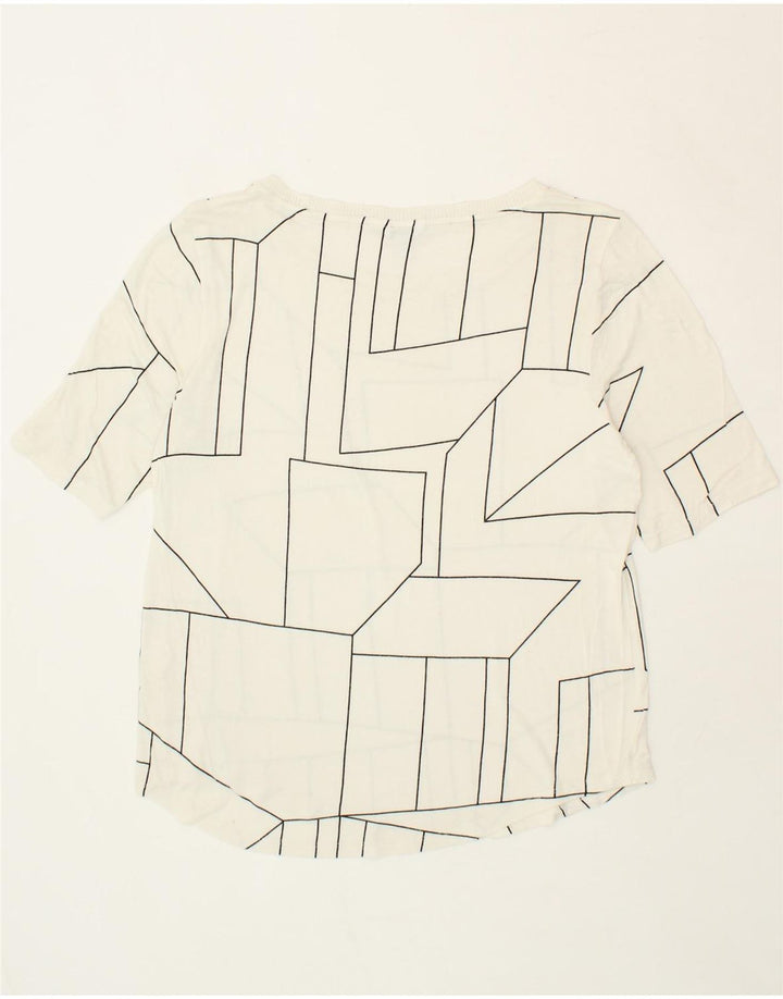 CALVIN KLEIN Womens T-Shirt Top UK 14 Medium White Geometric Vintage Calvin Klein and Second-Hand Calvin Klein from Messina Hembry 