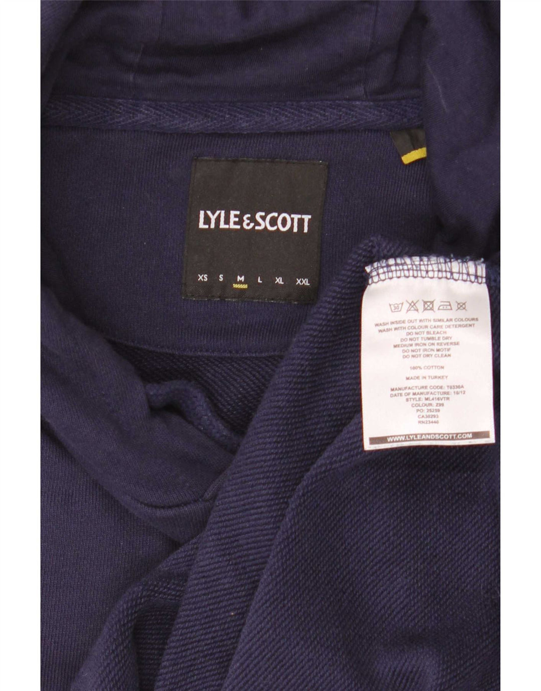 Lyle & Scott Felpa con cappuccio da uomo in cotone medio blu navy