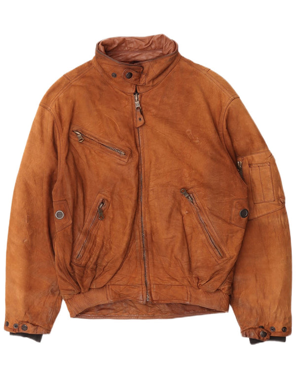 Giacca in pelle da uomo vestibilità ampia Dainese IT 50 in pelle marrone medio