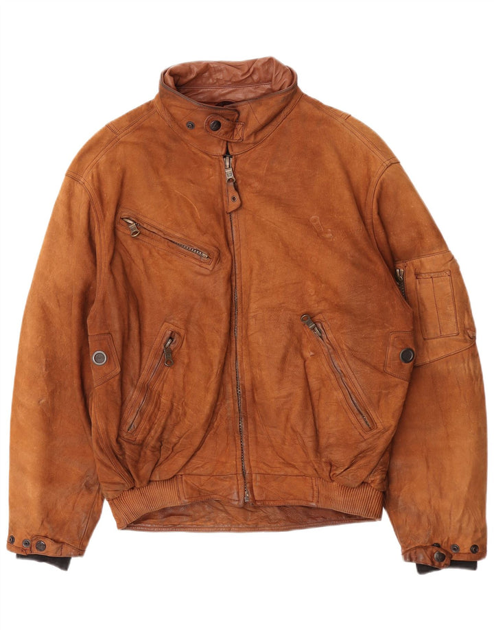 Giacca in pelle da uomo vestibilità ampia Dainese IT 50 in pelle marrone medio