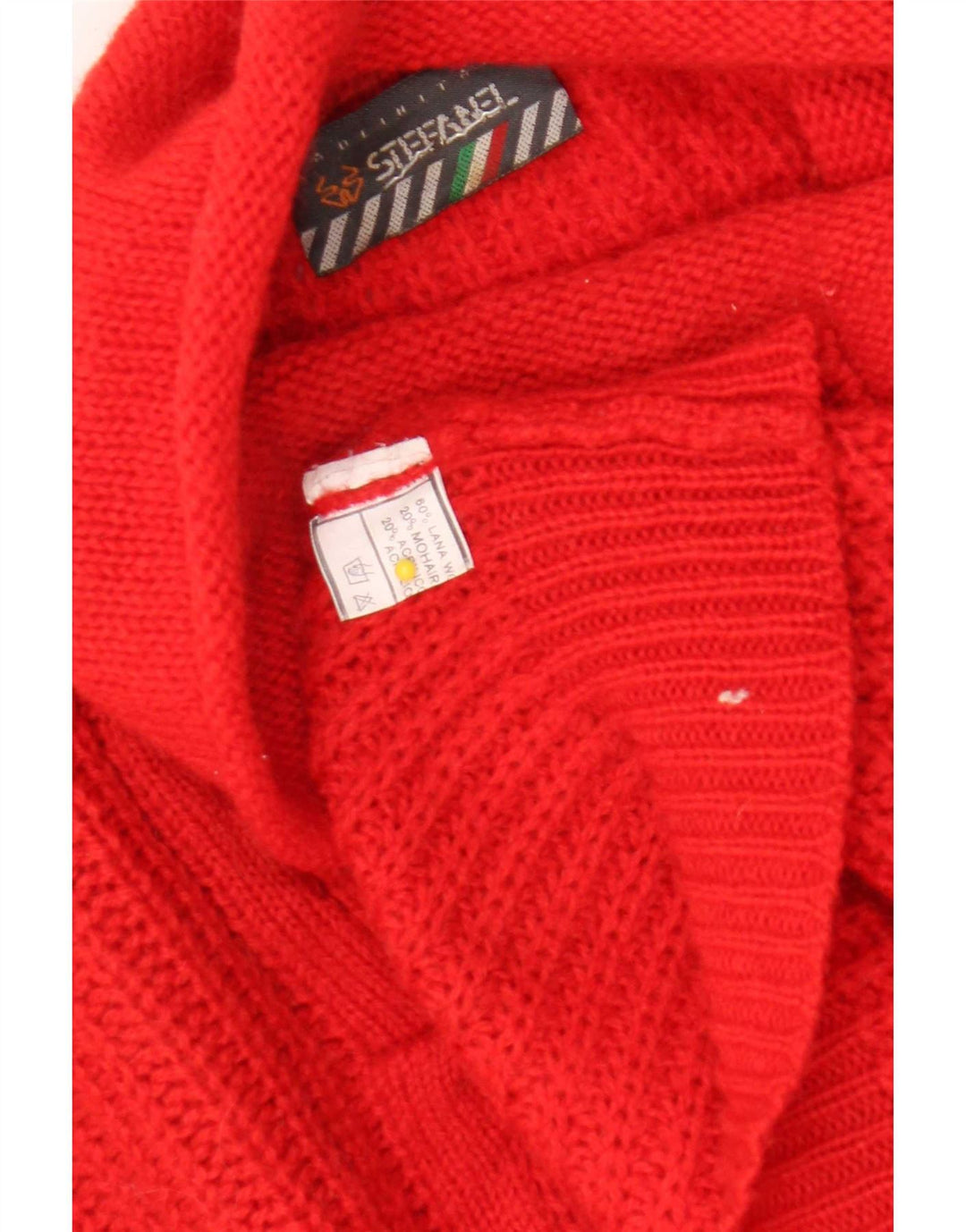 Maglione maglione da donna Stefanel con collo alto UK 18 XL lana rossa