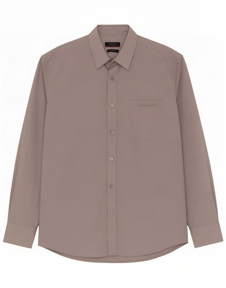 Camicia da uomo dalla vestibilità regolare Pierre Cardin, grande, in poliestere grigio