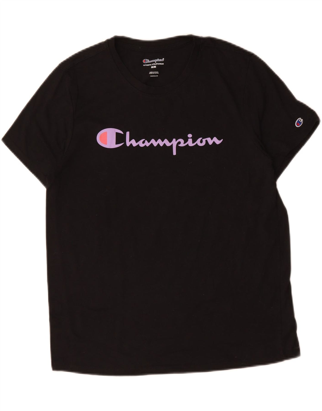 T-shirt grafica da donna CHAMPION Top UK 14 cotone nero medio