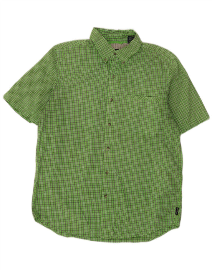 Camicia a maniche corte da uomo Chaps in poliestere a quadri verde medio