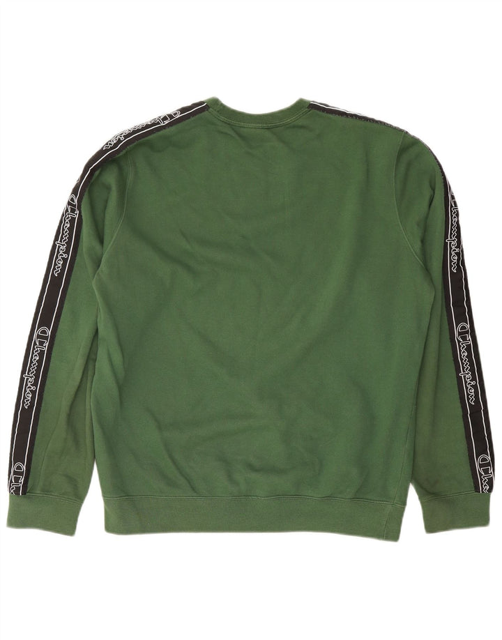 Felpa grafica da uomo Champion, maglione, cotone verde medio