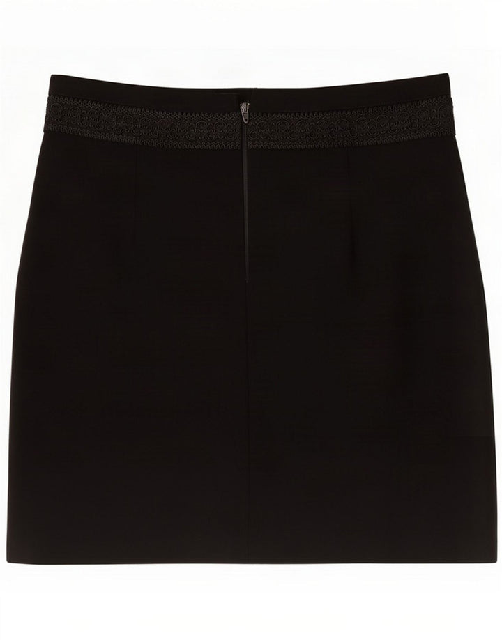 Minigonna vintage da donna UK 14 media W28 poliestere nero