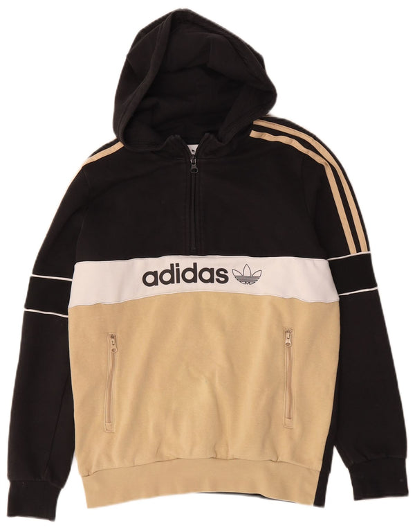 Felpa con cappuccio grafica Adidas da ragazzo 13-14 anni in cotone color block nero