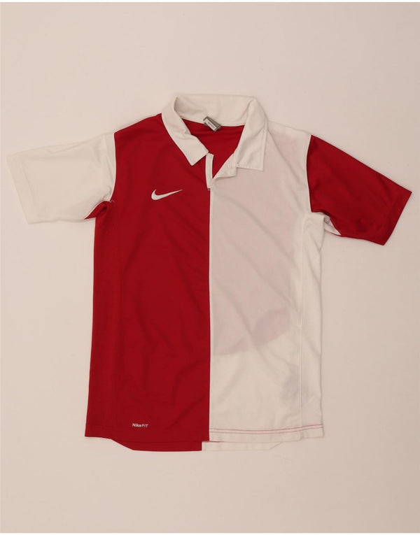 Polo NIKE da bambino 13-14 anni XL rossa in poliestere color block