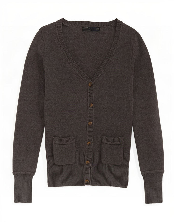 Maglione cardigan da donna Zara UK 12 Cotone grigio medio
