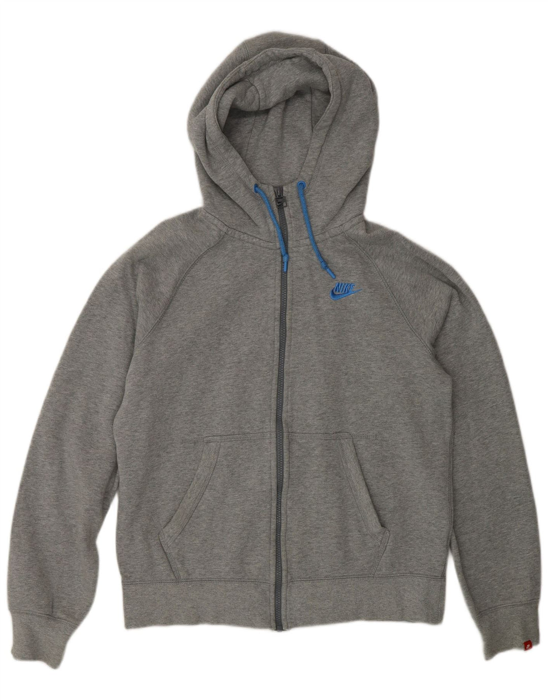 Felpa con cappuccio e zip Nike da uomo in cotone grigio medio