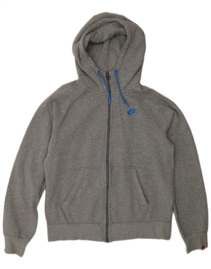 Felpa con cappuccio e zip Nike da uomo in cotone grigio medio