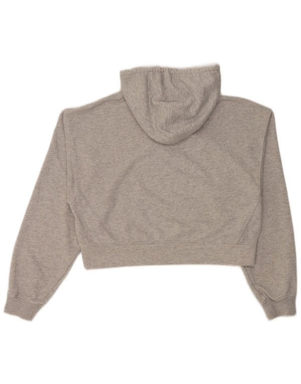 Felpa con cappuccio oversize corta da donna Adidas UK 4 XS cotone chiazzato grigio
