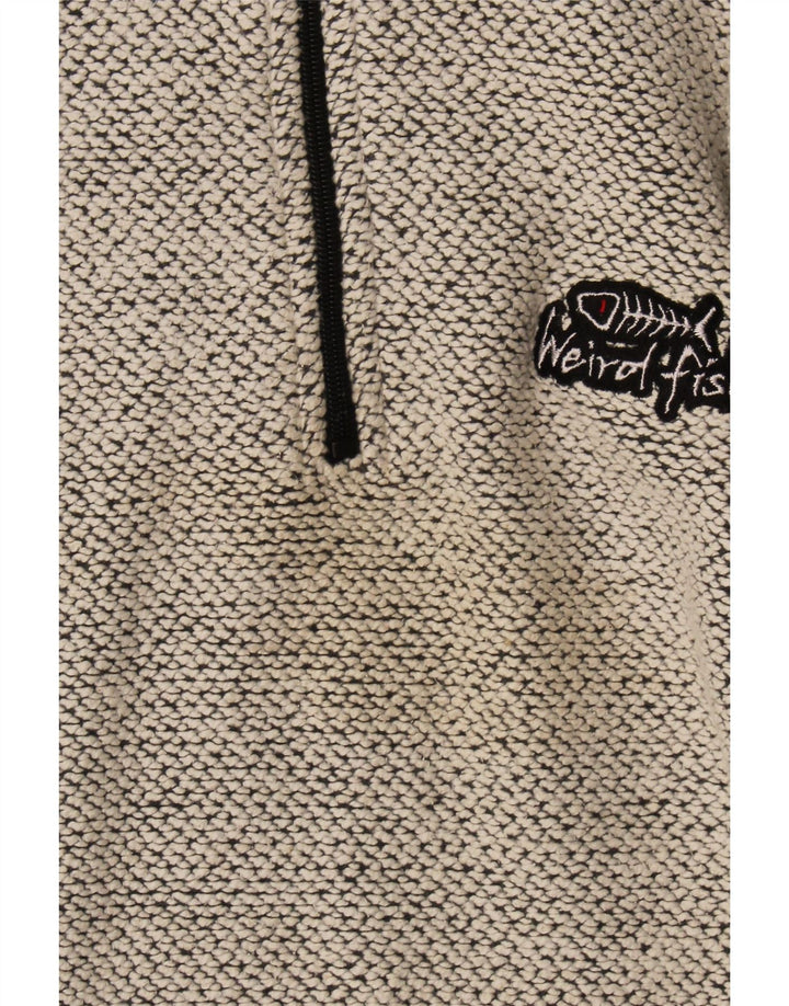 Felpa da uomo con collo con zip Weird Fish, maglione in cotone chiazzato grigio medio