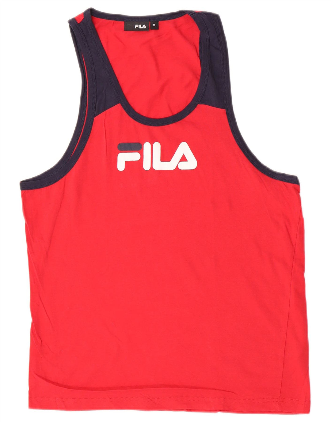 Canotta grafica da uomo Fila in cotone color block rosso medio