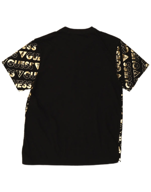 T-shirt grafica da uomo Guess Top UK 36 piccola in cotone nero