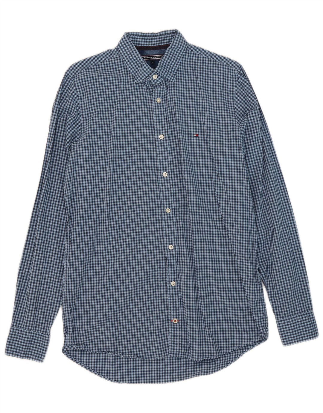 Camicia slim fit da uomo Tommy Hilfiger in cotone a quadretti blu medio