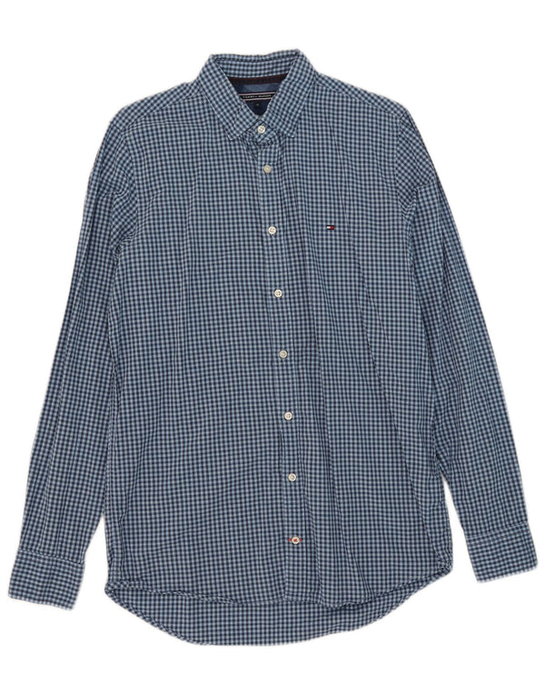 Camicia slim fit da uomo Tommy Hilfiger in cotone a quadretti blu medio