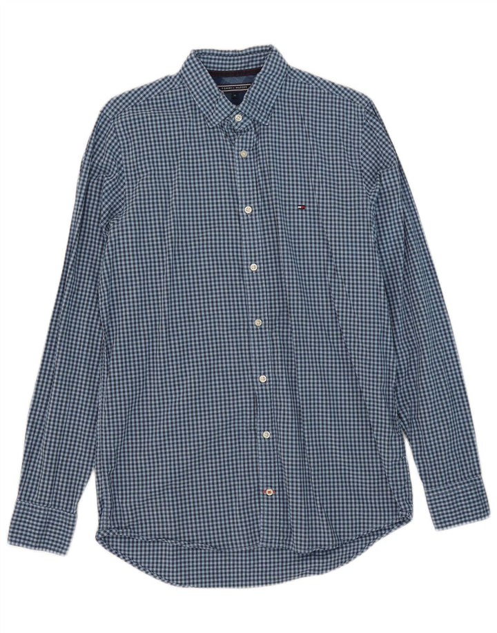Camicia slim fit da uomo Tommy Hilfiger in cotone a quadretti blu medio