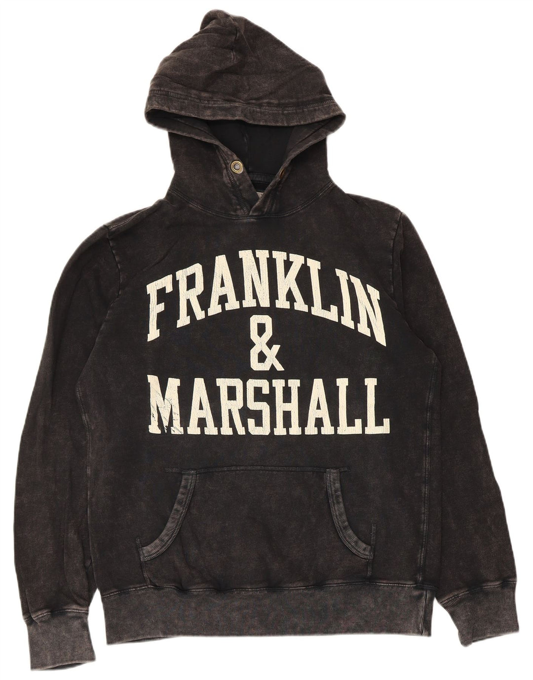Maglione con cappuccio grafico da uomo Franklin Marshall, cotone nero medio