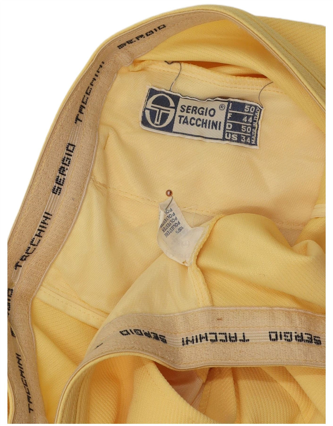 Pantaloncini chino da uomo Sergio Tacchini IT 50 Large W34 poliestere giallo