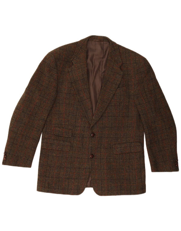 HARRIS TWEED Giacca blazer da uomo a 2 bottoni IT 54 2XL Lana nuova a quadri marrone